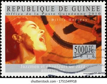 Milan, Italy - May 19, 2020: Billie Holiday On Postage Stamp Of Guinea