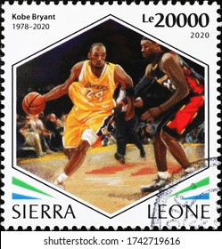 Milan, Italy - May 20, 2020: Kobe Bryant During A Match On Postage Stamp