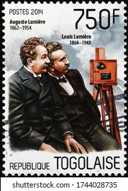 Milan, Italy - May 20, 2020: Lumiere Brothers On Postage Stamp Of Togo