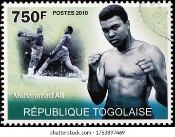 Milan, Italy - May 20, 2020: Boxer Muhammad Ali On Postage Stamp Of Togo