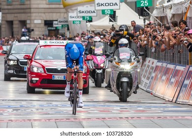 MILAN, ITALY - MAY 27: Ryder Hesjedal At The End Of The 21st Stage Of Giro D'Italia 2012 On May 27, 2012 In Milano, Italy