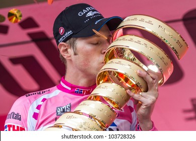 MILAN, ITALY - MAY 27: Ryder Hesjedal With Pink Jersey Wins The Giro D'Italia Of 2012 On May 27, 2012 In Milano, Italy