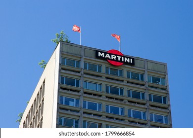 MILAN, ITALY - May 9, 2020: Terrazza Martini Sign, Famous Rooftop Cocktail Bar In The City Center With Panoramic View. Lombardy
