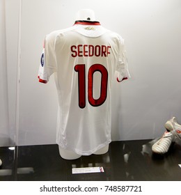 MILAN, ITALY - NOV 3, 2017: Clarence Seedorf AC Milan Shirt, San Siro Stadium Museum, Opened In 1925