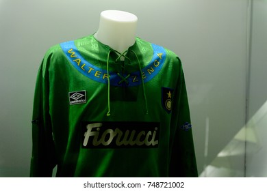 MILAN, ITALY - NOV 3, 2017: Walter Zenga Inter Milan Shirt, San Siro Stadium Museum, Opened In 1925