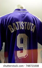 MILAN, ITALY - NOV 3, 2017: Gabriel Batistuta Shirt, San Siro Stadium Museum, Opened In 1925