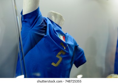 MILAN, ITALY - NOV 3, 2017: Fabio Cannavaro Italian Shirt,  San Siro Stadium Museum, Opened In 1925