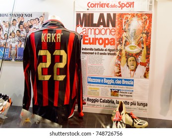 MILAN, ITALY - NOV 3, 2017: Ricardo Kaka Shirt, San Siro Stadium Museum, Opened In 1925
