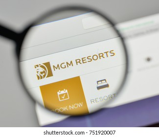Milan, Italy - November 1, 2017: MGM Resorts International Logo On The Website Homepage.