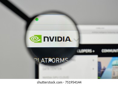 Milan, Italy - November 1, 2017: Nvidia Logo On The Website Homepage.