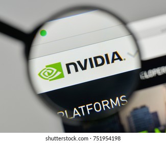 Milan, Italy - November 1, 2017: Nvidia Logo On The Website Homepage.