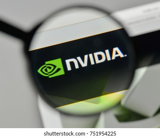 Milan, Italy - November 1, 2017: Nvidia Logo On The Website Homepage.