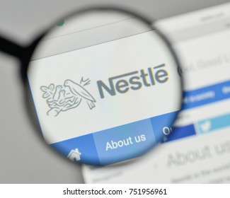 Milan, Italy - November 1, 2017: Nestle Logo On The Website Homepage.