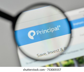 Milan, Italy - November 1, 2017: Principal Financial Logo On The Website Homepage.