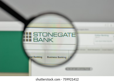Milan, Italy - November 1, 2017: Stonegate Bank logo on the website homepage.