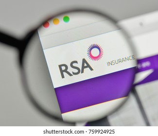 Milan, Italy - November 1, 2017: RSA Insurance Group Logo On The Website Homepage.