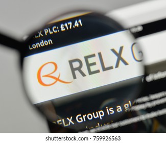 Milan, Italy - November 1, 2017: Reed Elsevier RELX Group logo on the website homepage.