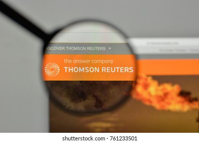 Milan, Italy - November 1, 2017: Thomson Reuters logo on the website homepage.
