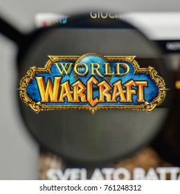 Milan, Italy - November 1, 2017: World of Warcraft logo on the website homepage.
