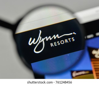 Milan, Italy - November 1, 2017: Wynn Resorts Logo On The Website Homepage.