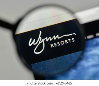 Milan, Italy - November 1, 2017: Wynn Resorts Logo On The Website Homepage.