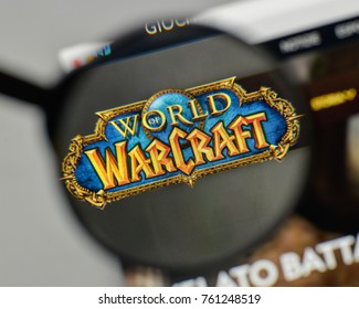 Milan, Italy - November 1, 2017: World of Warcraft logo on the website homepage.