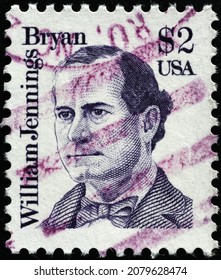 Milan, Italy - November 10, 2021: William Jennings Bryan On American Postage Stamp