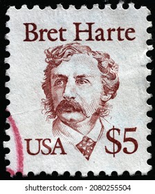 Milan, Italy - November 10, 2021: Bret Harte On American Postage Stamp