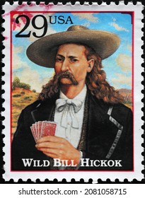 Milan, Italy - November 10, 2021: Wild Bill Hickok On American Postage Stamp