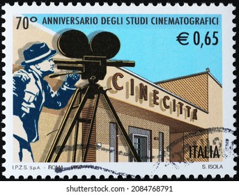 Milan, Italy - November 10, 2021: Cinecittà Studios Celebrated On Italian Postage Stamp