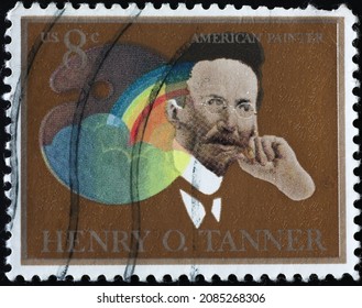 Milan, Italy - November 10, 2021: Henry O. Tanner On American Postage Stamp