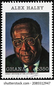 Milan, Italy - November 10, 2021: Alex Haley Portrait On Postage Stamp