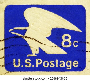 Milan, Italy - November 10, 2021: US Postage Logo On Postage Stamp