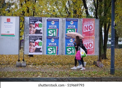 Milan, Italy - November 11, 2016: Posters For Italian Constitutional Referendum, It Is Planned To Be Held In Italy On Sunday 4 December 2016.