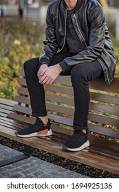 Milan, Italy - November 11, 2017: Young man wearing Adidas NMD 2 shoes in the street - illustrative editorial