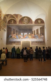 MILAN, ITALY - NOVEMBER 24, 2016: The Last Supper in the refectory of the Convent of Santa Maria delle Grazie. It is a late 15th-century mural painting by Leonardo da Vinci.