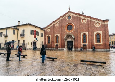 MILAN, ITALY - NOVEMBER 24, 2016:  Church of Santa Maria delle Grazie, where is hosted the Last Supper, the famous fresco painted by Leonardo da Vinci.