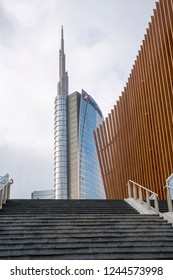 Milan, Italy - November 25, 2018: Unicredit Tower, The Skyscraper Headquarters Of The Unicredit Bank, Designed By César Pelli.