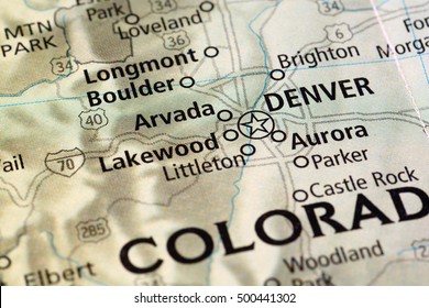 Milan, Italy - November 30, 2015: Denver area on a map