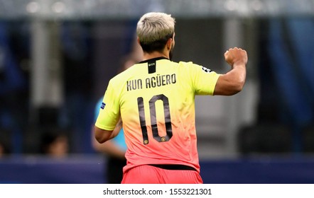 MILAN, ITALY - November 6, 2019: 
Sergio Aguero Reacts During The UEFA Champions League 2019/2020 ATALANTA V MANCHESTER CITY At San Siro Stadium. 