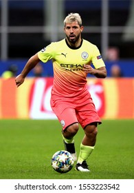 MILAN, ITALY - November 6, 2019: 
Sergio Aguero In Action During The UEFA Champions League 2019/2020 ATALANTA V MANCHESTER CITY At San Siro Stadium. 