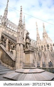 Milan, Italy - October 26, 2021: Architectural details of Milano Duomo Cathedral