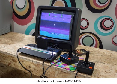 MILAN, ITALY - OCTOBER 26: Atari Retro Console At Games Week 2013, Event Dedicated To Video Games And Electronic Entertainment On OCTOBER 26, 2013 In Milan.