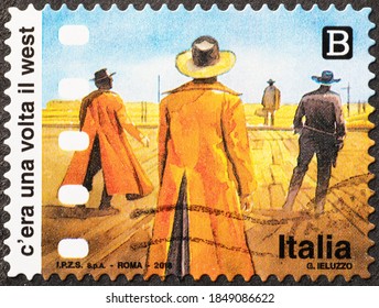 Milan, Italy - October 28, 2020: Movie Once Upon A Time In The West On Postage Stamp