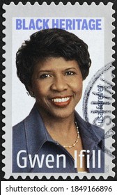 Milan, Italy - October 28, 2020: Black Heritage, Gwen Ifill On American Stamp