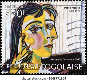 Milan, Italy - October 28, 2020: Portrait of Dora Maar by Picasso on stamp