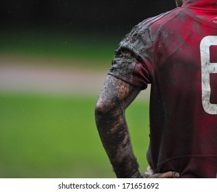 MILAN, ITALY - OCTOBER 28: Amateur Rugby League In Milan, October 28,2010. Player Muddy Arm During The Match Between A.S.R. Rugby Milano Vs Biella Rugby Club.