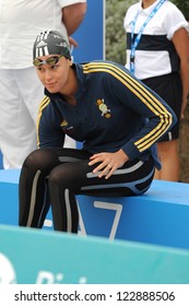 MILAN, ITALY - SEPT 21:  Federica Pellegrini Swimming Champion During The Performance September 21, 2008 In Milan, ITALY