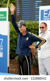 MILAN, ITALY - SEPT 21:  Federica Pellegrini Swimming Champion During The Performance September 21, 2008 In Milan, ITALY