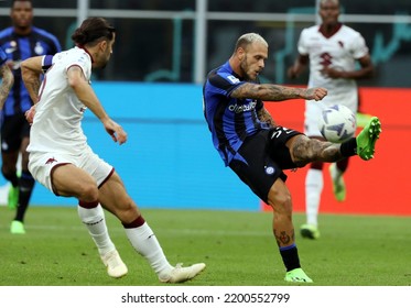 MILAN, ITALY - September 10, 2022: 
Federico Di Marco And Ricardo Rodriguez In Action
During The Serie A 2022-2023 INTER V TORINO At San Siro Stadium. 